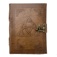 5" x 7" Triquetra Leather Blank Book with Latch - Magick Magick.com