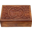 5" x 7" Wood Box Velvet Lined Filigree - Om - Magick Magick.com