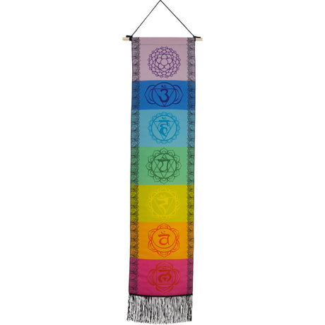 50" Linen Banner with Fringe - Chakras - Magick Magick.com