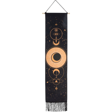 50" Linen Banner with Fringe - Stellar Triple Moon - Magick Magick.com