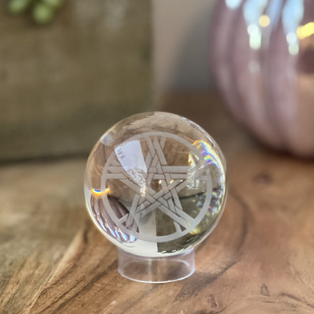 50 mm Glass Sphere Gazing Ball - Pentacle - Magick Magick.com