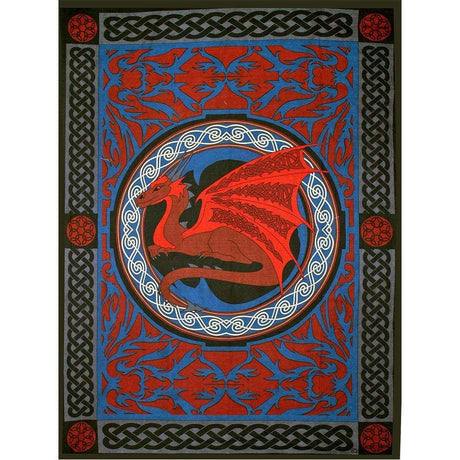 52" x 76" Cotton Tapestry - Celtic Dragon - Magick Magick.com