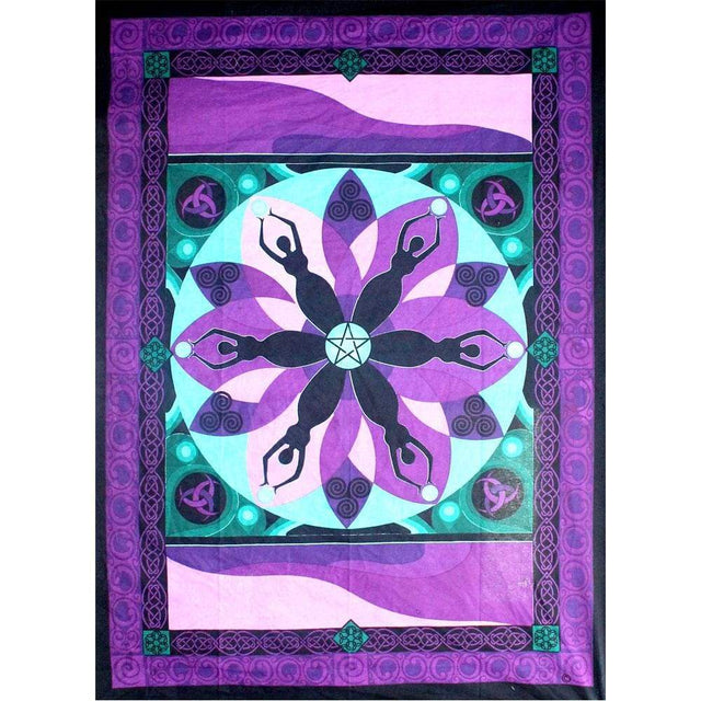 52" x 76" Cotton Tapestry - Moon Goddess Circle - Magick Magick.com
