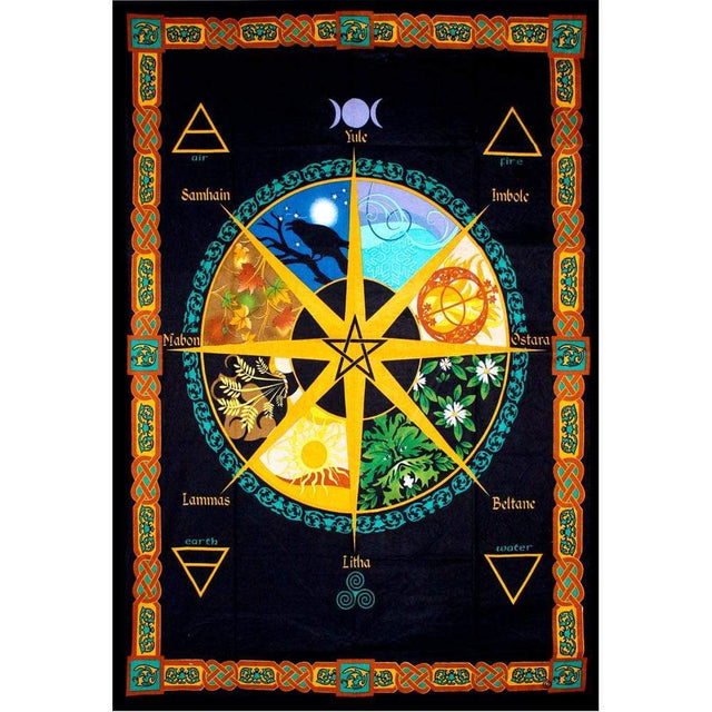 52" x 76" Cotton Tapestry - Pagan Calendar - Magick Magick.com