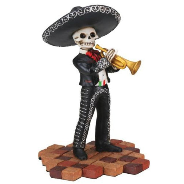 5.25" Day of the Dead Statue - Mariachi Band - Trumpet - Magick Magick.com