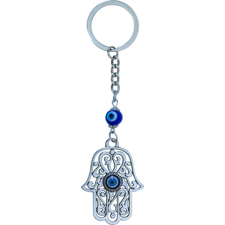 5.25" Evil Eye Talisman Key Ring - Fatima Hand with Mini Eye - Magick Magick.com