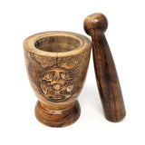 5.25" Wooden Pentagram Mortar and Pestle Set - Magick Magick.com