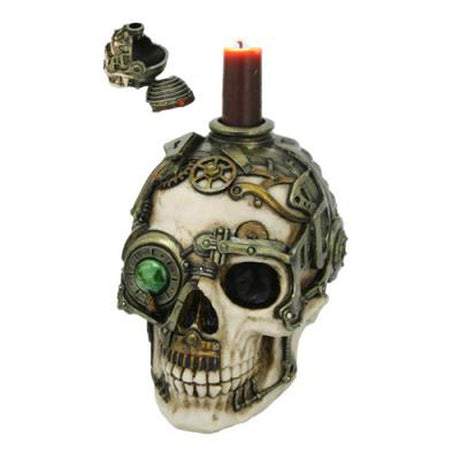 5.3" Steampunk Skull Display Box and Candle Holder - Magick Magick.com