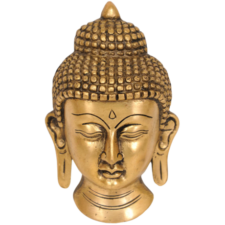 5.5" Buddha Solid Brass Mask / Wall Hanging - Magick Magick.com