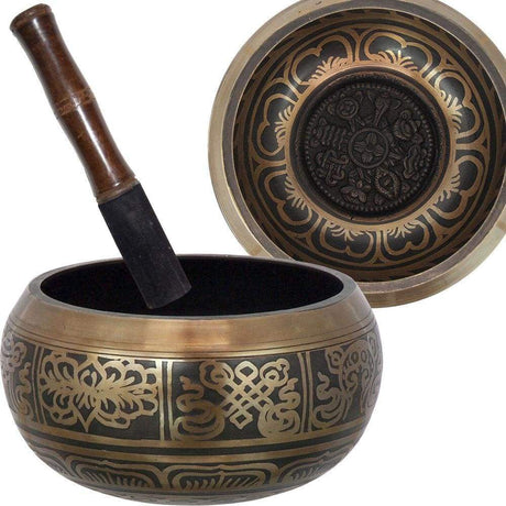 5.5" Embossed Singing Bowl - 8 Auspicious Symbols - Magick Magick.com