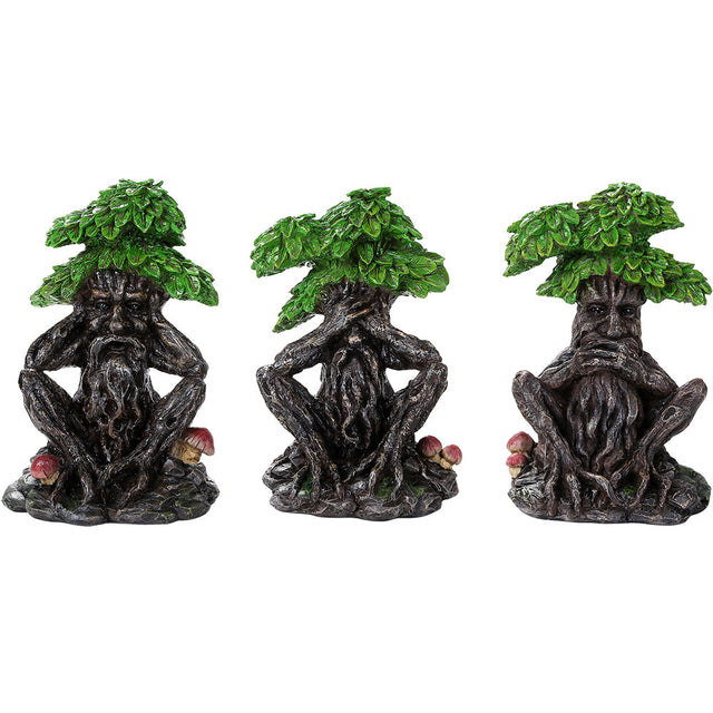 5.5" Greenman Statue Set - See, Hear, Speak No Evil (Set of 3) - Magick Magick.com