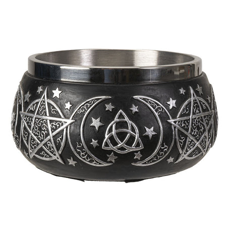 5.5" Triple Moon Pentagram Smudge Bowl - Magick Magick.com