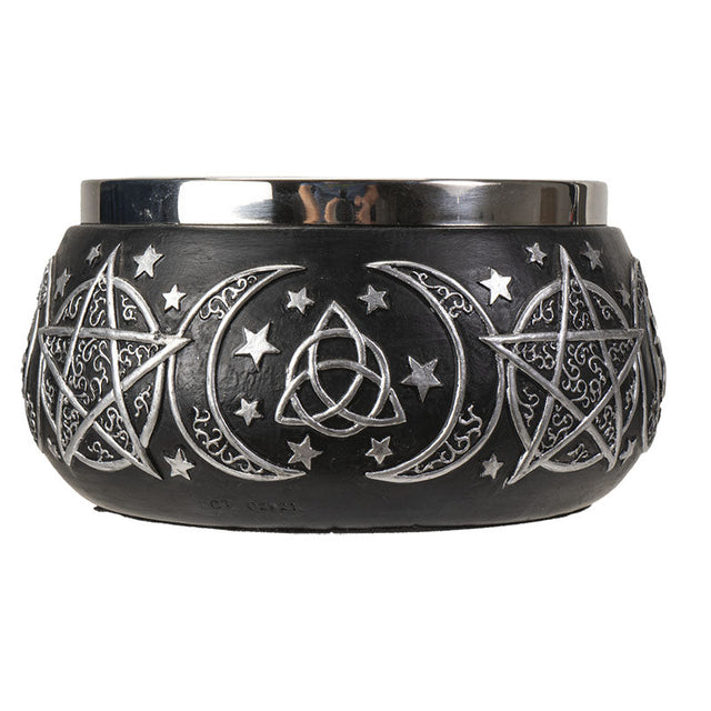 5.5" Triple Moon Pentagram Smudge Bowl - Magick Magick.com