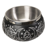 5.5" Triple Moon Pentagram Smudge Bowl - Magick Magick.com