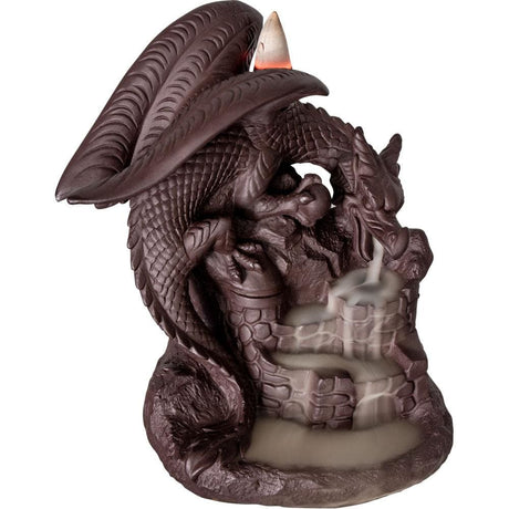 5.75" Ceramic Backflow Incense Burner - Dragon on Castle - Magick Magick.com