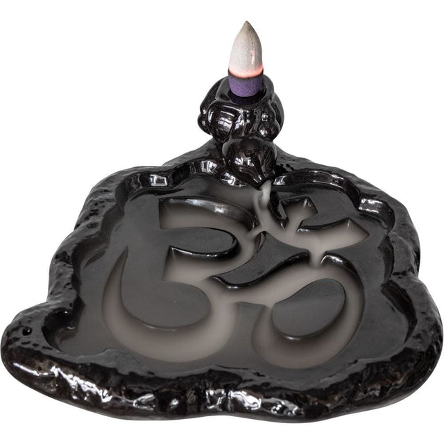 5.75" Ceramic Backflow Incense Burner - Om - Magick Magick.com