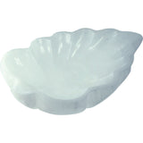 5.75" Gemstone Carving Bowl - Leaf - White Selenite - Magick Magick.com