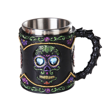 5.75" Stainless Steel Resin Mug - Day of the Dead - Magick Magick.com