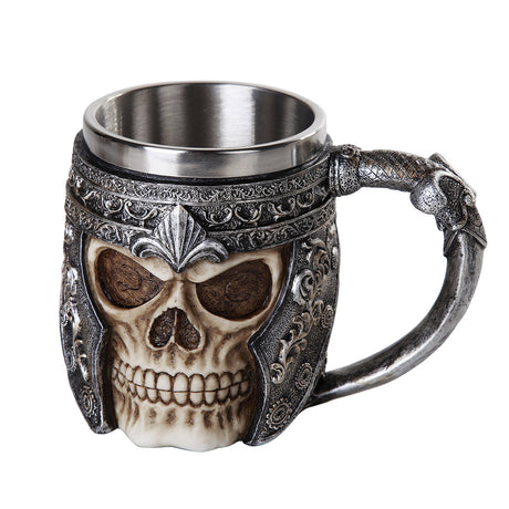 5.75" Stainless Steel Resin Mug - Warrior Viking Skull - Magick Magick.com