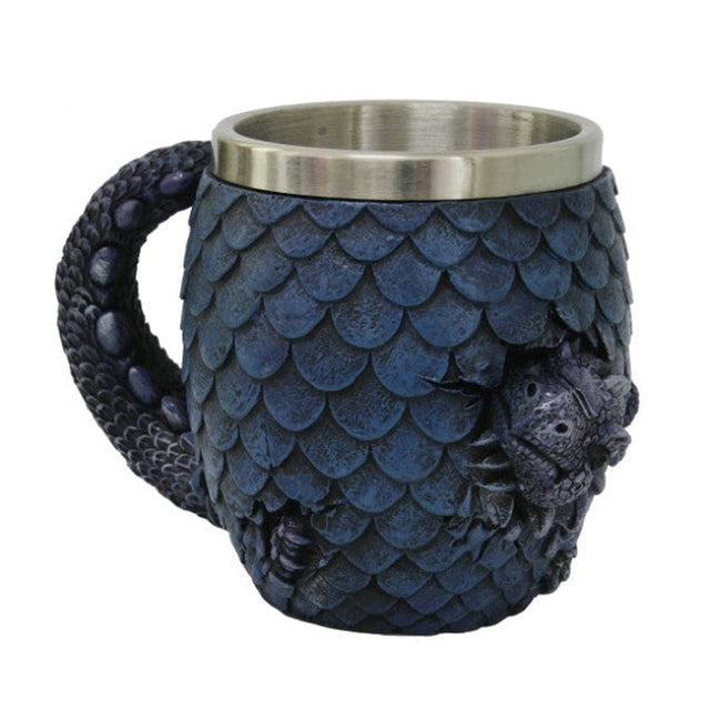 5.8" Stainless Steel Resin Mug - Dragon Hatchling Blue - Magick Magick.com