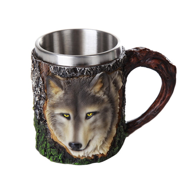 5.9" Stainless Steel Resin Mug - Forest Wolf - Magick Magick.com