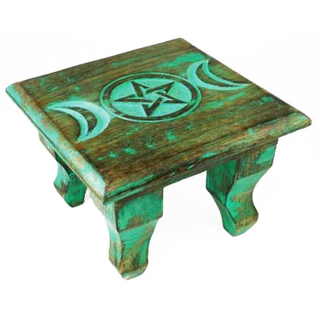 6" Antiqued Triple Moon Altar Table - Magick Magick.com