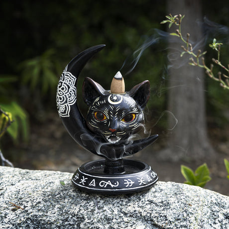 6" Black Cat Backflow Incense Burner - Magick Magick.com