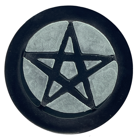 6" Black Soapstone Pentagram Altar Tile - Magick Magick.com
