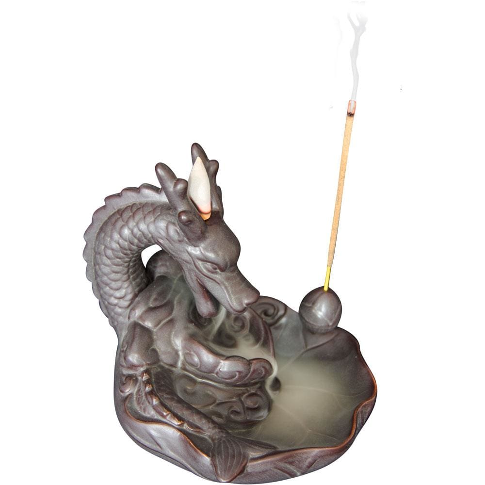 6" Ceramic Backflow Incense Burner - Dragon - Magick Magick.com