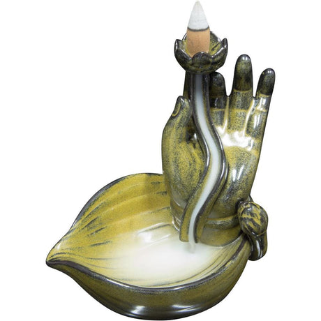 6" Ceramic Backflow Incense Burner - Mudra Hand - Magick Magick.com