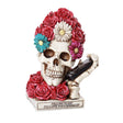 6" Floral Rose Love Skull with Phone Statue - Magick Magick.com