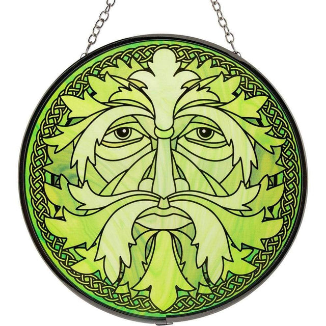 6" Glass Suncatcher - Green Man Celtic - Magick Magick.com
