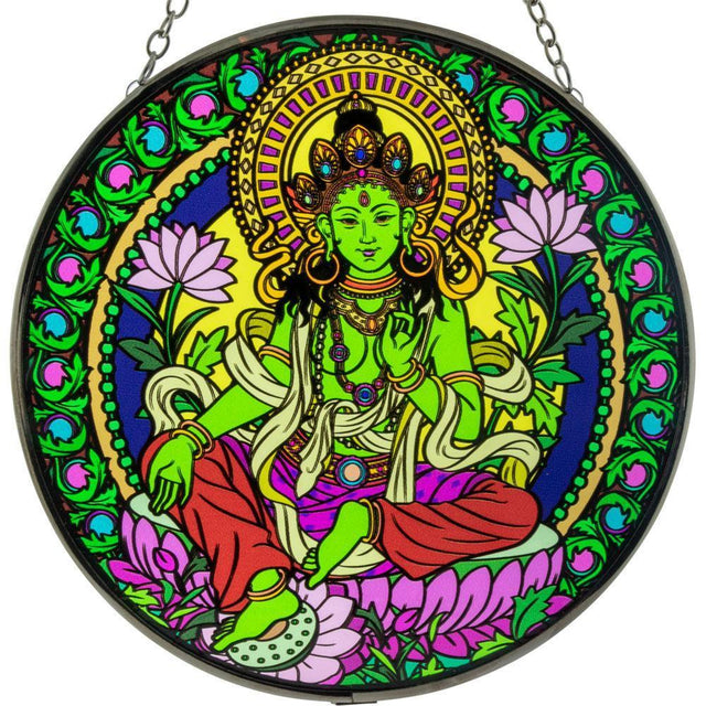 6" Glass Suncatcher - Green Tara - Magick Magick.com