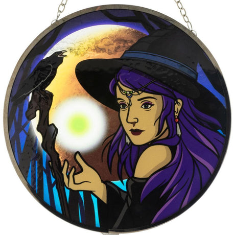 6" Glass Suncatcher - Witch - Magick Magick.com