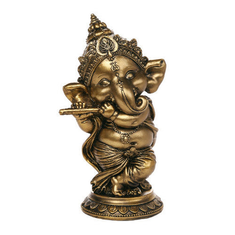 6" Hindu Statue - Ganesha with Flute - Magick Magick.com