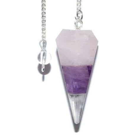 6-Sided Pendulum - Amethyst & Rose Quartz - Magick Magick.com