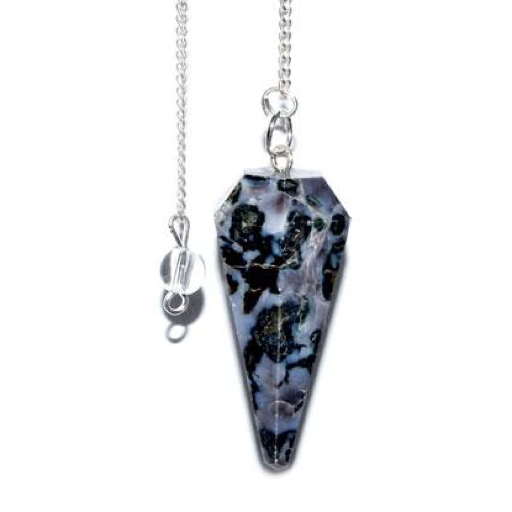 6-Sided Pendulum - Blue Pearl (Larvikite) - Magick Magick.com