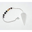 6-Sided Pendulum with Chakra Chain - Selenite - Magick Magick.com