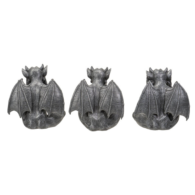 6" Sitting Gargoyle Statue Set - See, Hear, Speak No Evil (Set of 3) - Magick Magick.com