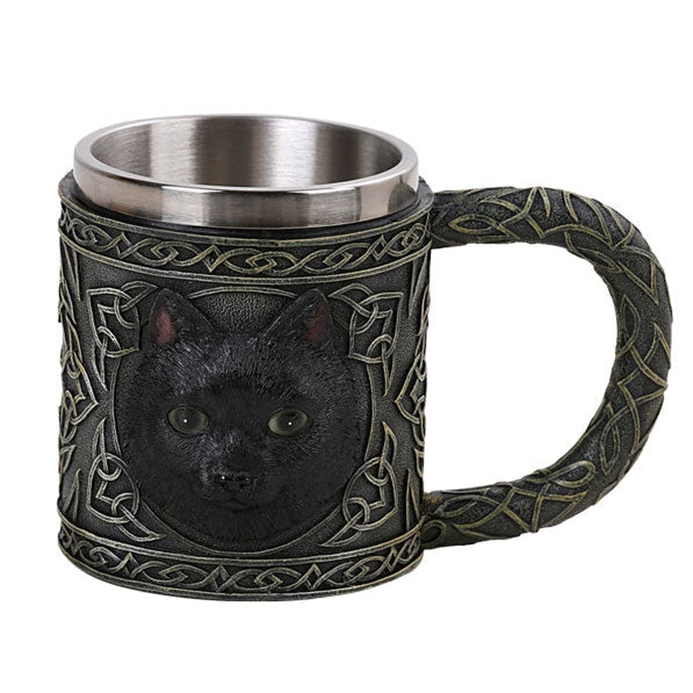 6" Stainless Steel Resin Mug - Black Cat - Magick Magick.com