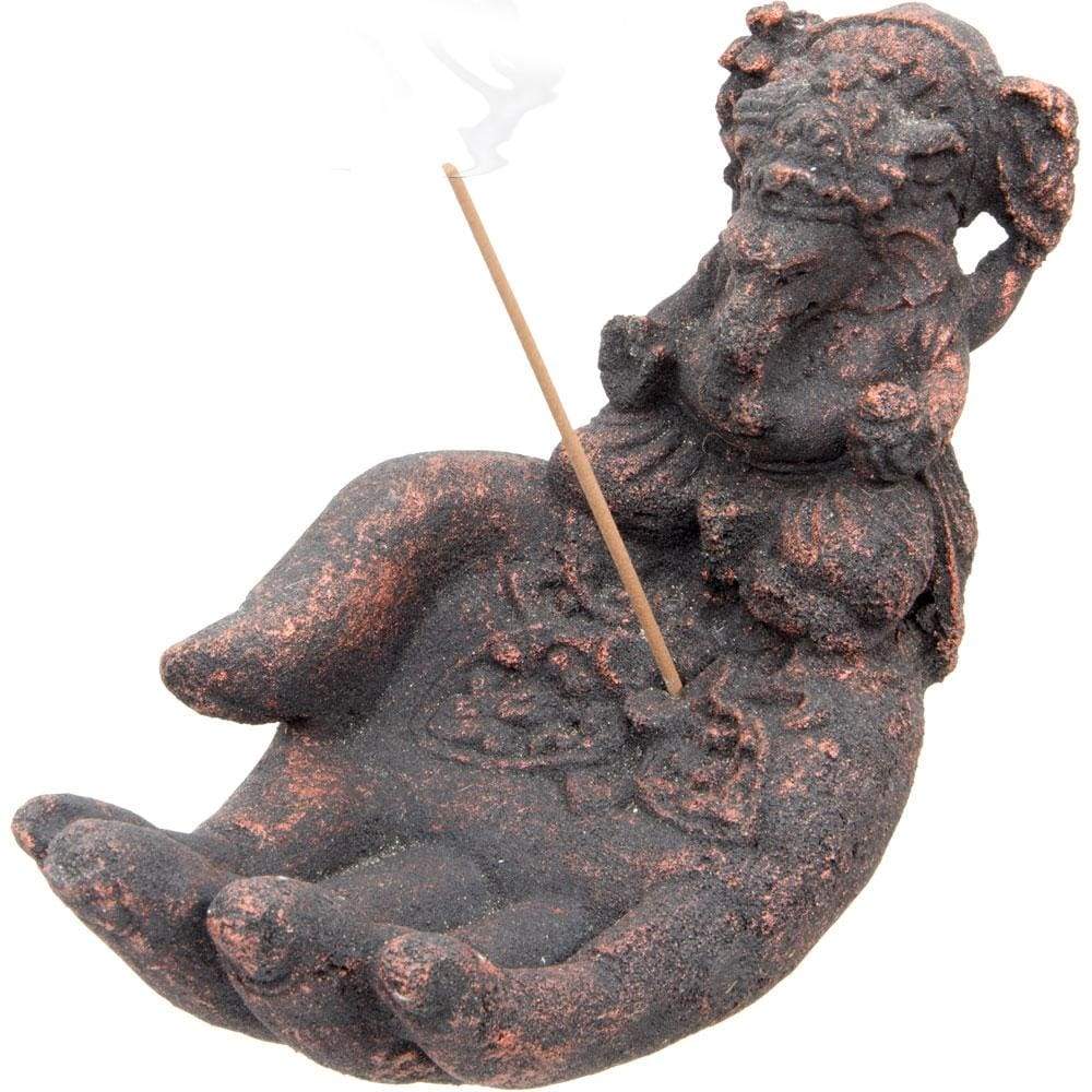 6" Volcanic Stone Incense Holder - Hand with Ganesha - Magick Magick.com