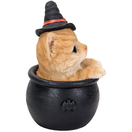 6" Witches's Orange Tabby in Cauldron Figurine - Magick Magick.com