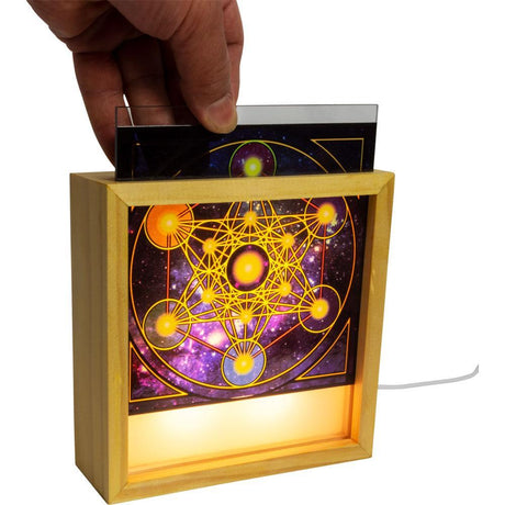 6" Wood Light Box with Changeable Glass & USB - Sacred Geometry - Magick Magick.com
