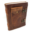 6" x 8" Brown Leather Journal with Pocket and Latch - Magick Magick.com