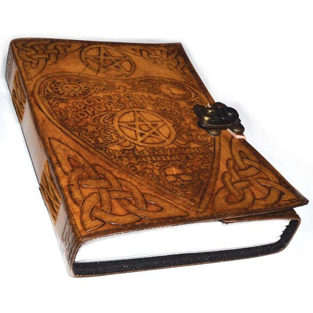 6" x 8" Ouija Board Planchette Leather Journal with Latch - Magick Magick.com