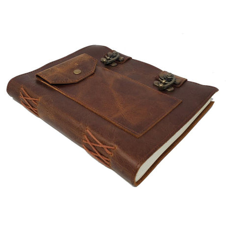6" x 8" Soft Leather Journal with Pocket and Latch - Magick Magick.com