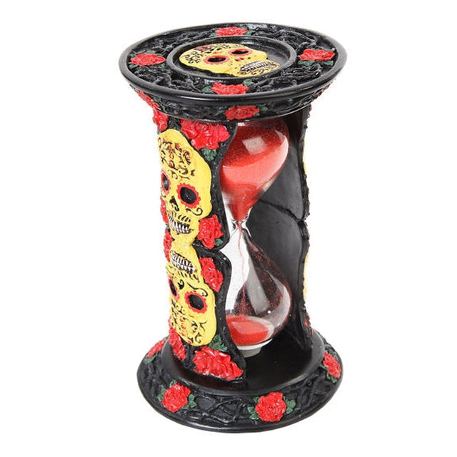 6.1" Day of the Dead Sand Timer - Black - Magick Magick.com