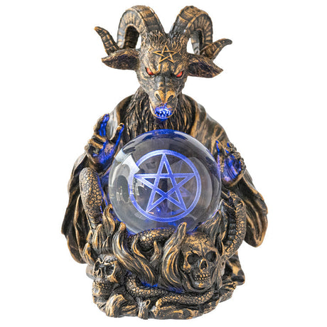 6.25" Baphomet Sabbatic Goat Statue with 3D LED Gazing Ball - Magick Magick.com