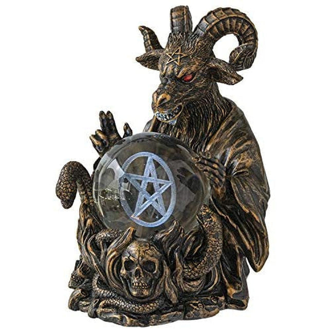 6.25" Baphomet Sabbatic Goat Statue with 3D LED Gazing Ball - Magick Magick.com