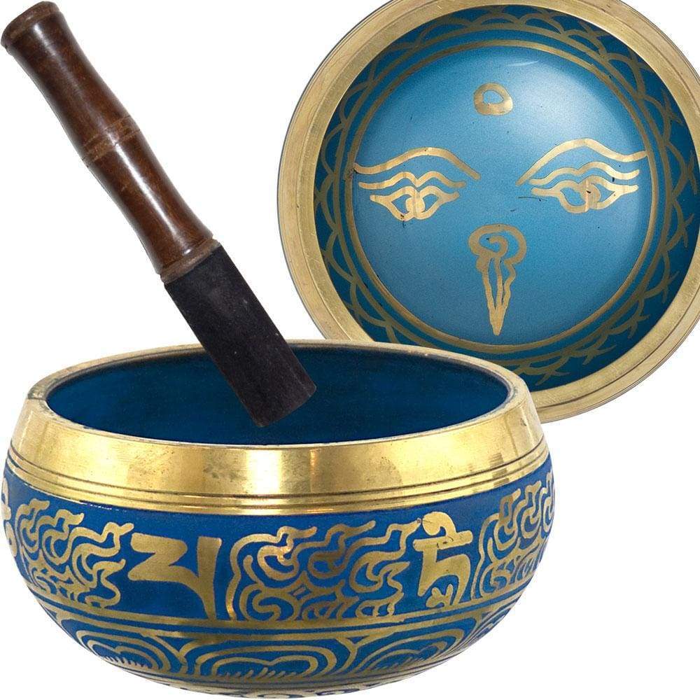 6.25" Colored Singing Bowl - Eye of the Buddha Blue - Magick Magick.com